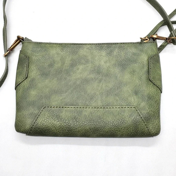 Chicos Purse Green Faux Leather Odette Crossbody Bag Studded Utilitarian Boho - Picture 4 of 16